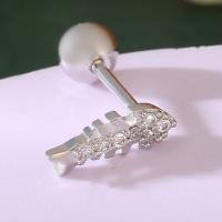 Cubic Zirconia Micro Pave Brass Earring, Fish Bone, plated, fashion jewelry & micro pave cubic zirconia & for woman 13mm 
