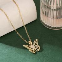 Cubic Zircon Micro Pave Brass Necklace, with 5cm extender chain, Butterfly, gold color plated, fashion jewelry & micro pave cubic zirconia & for woman Approx 38 cm [