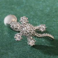 Cubic Zirconia Micro Pave Brass Earring, Gecko, plated, fashion jewelry & micro pave cubic zirconia & for woman 