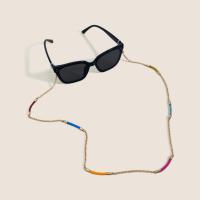 Brass Glasses Chain, with Polyester, anti-skidding & multifunctional & for woman, multi-colored Approx 78 cm [