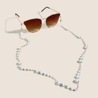 Messing Brillenkette, mit PVC Kunststoff, KC goldfarben plattiert, Anti-Skidding & Multifunktions & für Frau, weiß, 9mm, Länge:ca. 69 cm, verkauft von PC[