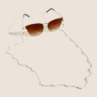 Messing Brillenkette, mit PVC Kunststoff, Anti-Skidding & für Frau, weiß, 6mm, Länge:ca. 67 cm, verkauft von PC