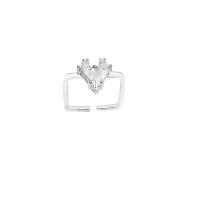 Zirkonia Messing Finger Ring, hochwertige plattiert und nie verblassen, Modeschmuck & für Frau & mit kubischem Zirkonia, Silberfarbe, 17mm, verkauft von PC