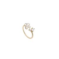 Circón cúbico anillo de dedo de latón, metal, chapado en oro real, Joyería & para mujer & con circonia cúbica, dorado, 17mm, Vendido por UD