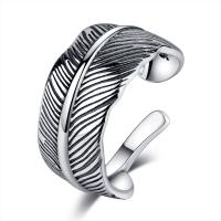 Sterling Silver Finger Ring, 925 Sterling Silver, Feather, plated, fashion jewelry & for woman, silver color, 16mm,10mm 