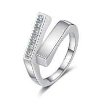 Цирконий Микро вымощает стерлингового серебра палец кольцо, 925 пробы, Другое покрытие, ювелирные изделия моды & инкрустированное микро кубического циркония & Женский, серебряный, 16mm,, продается PC