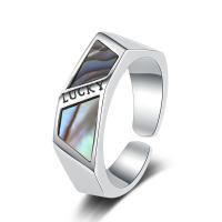 Sterling Silver Finger Ring, 925 Sterling Silver, with Abalone Shell, polished, fashion jewelry & for woman, silver color, 16mm,6mm 