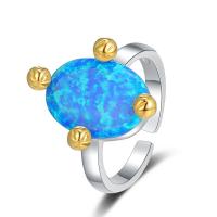 Sterling Silver Finger Ring, 925 Sterling Silver, with Artificial Opal, plated, fashion jewelry & for woman, two different colored, 16mm,18mm 