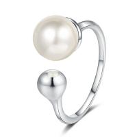 Sterling Silver Finger Ring, 925 Sterling Silver, with Shell Pearl, plated, fashion jewelry & for woman, two different colored, 16mm,8mm,5mm 