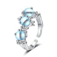 Sterling Silver Finger Ring, 925 Sterling Silver, plated, fashion jewelry & imitation gemstone & for woman 16mm,11mm 