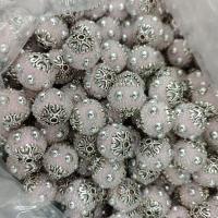 Acrylic Jewelry Beads, with Zinc Alloy, Round, silver color plated, DIY 18mm, Approx 