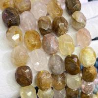 Gemischte Farbe Quarz Perlen, Goldener Heilquarz, DIY, gemischte Farben, 12x15mm, Länge:ca. 39 cm, verkauft von Strang
