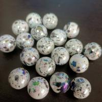 Perles acryliques plaquée, Acrylique, Rond, DIY, couleurs mélangées, 14mm, Environ Vendu par sac