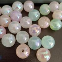 Perles acryliques plaquée, Acrylique, Rond, Placage UV, DIY, couleurs mélangées, 16mm, Environ Vendu par sac