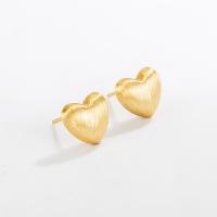 Sterling Silver Stud Earring, 925 Sterling Silver, Heart, plated, fashion jewelry & for woman 11.5mm 