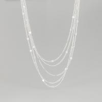 Collier de bijoux en argent , Argent sterling 925, avec 1.97inch chaînes de rallonge, bijoux de mode & multicouche & pour femme Environ 15.74 pouce, Vendu par PC