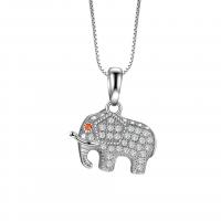 Стерлингового серебра животных подвески, 925 пробы, Слон, DIY & со стразами продается PC