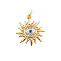 Mode Evil Eye Pendentif, laiton, bijoux de mode & pavé de micro zircon & pour femme, doré Environ 1mm, Vendu par PC