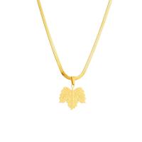 Titanium Steel Jewelry Necklace, with 1.97inch extender chain, Leaf, plated, fashion jewelry & for woman, golden, 25mm Approx 15.75 Inch 