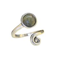 Gemstone Brass Finger Ring, with Moonstone, plated, fashion jewelry & for woman, silver color [