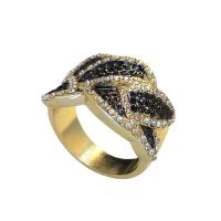 Rhinestone Brass Finger Ring, gold color plated & for woman & with rhinestone, golden [