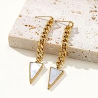 Stainless Steel Drop Earring, 304 Stainless Steel, with Shell, Triangle, plated, fashion jewelry & for woman, golden 