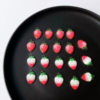 Imitation Fruit Resin Pendant, Zinc Alloy, Strawberry, cute & DIY & enamel Approx [