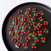 Zinc Alloy Enamel Pendants, Cherry, cute & DIY, red Approx [