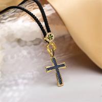 Cubic Zircon Micro Pave Brass Necklace, with Nylon Cord, Cross, plated, fashion jewelry & micro pave cubic zirconia cm [
