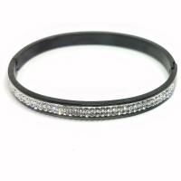 Stainless Steel Bangle, 304 Stainless Steel, plated, Unisex & micro pave rhinestone, black 