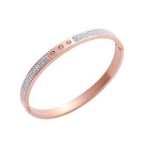Stainless Steel Bangle, 304 Stainless Steel, Vacuum Ion Plating, micro pave rhinestone & for woman 