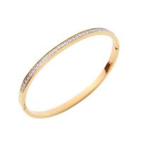 Stainless Steel Bangle, 304 Stainless Steel, Vacuum Ion Plating, micro pave cubic zirconia & for woman 
