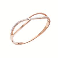 Stainless Steel Bangle, 304 Stainless Steel, Vacuum Ion Plating, micro pave rhinestone & for woman [