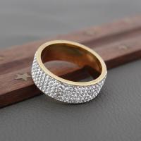 Нержавеющая сталь Rhinestone палец кольцо, Нержавеющая сталь 316, ювелирные изделия моды & со стразами, Много цветов для выбора, 8mm, продается PC