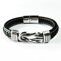 Cowhide Bracelets, Titanium Steel, with Leather, fashion jewelry & for man 