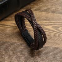 PU Leather Cord Bracelets, with Zinc Alloy, fashion jewelry & for man, 21cm 