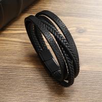 PU Leather Cord Bracelets, with Zinc Alloy, fashion jewelry [