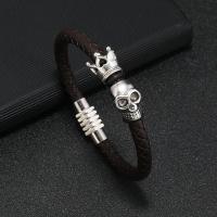 Cowhide Bracelets, Leather, with Zinc Alloy, fashion jewelry & for man 21cm 