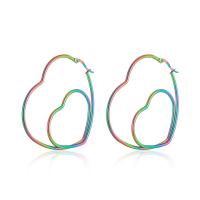 Stainless Steel Leverback Earring, 304 Stainless Steel, Heart, fashion jewelry & for woman & hollow, multi-colored 