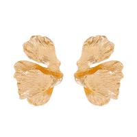 Zinc Alloy Stud Earring, Leaf, gold color plated, fashion jewelry & for woman 