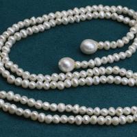 Collar de cadena del suéter de la perla de agua dulce, Perlas cultivadas de agua dulce, Joyería & para mujer, Blanco, 4-6mm, longitud:aproximado 120 cm, Vendido por UD