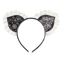 Hair Bands, Non-woven Fabrics, with Lace & Plastic & Zinc Alloy, handmade, Halloween Design & for woman, black 