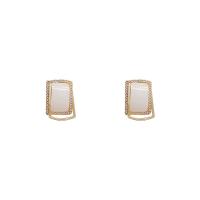 Cubic Zirconia Micro Pave Brass Earring, with Acrylic, real gold plated, fashion jewelry & for woman & with cubic zirconia, golden 