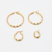Titanium Steel Earrings, Donut, Vacuum Ion Plating, fashion jewelry & for woman, golden, nickel, lead & cadmium free 