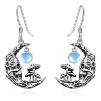 Zinc Alloy Drop Earring, with Sea Opal, Moon, antique silver color plated, vintage & fashion jewelry & for woman, light blue 