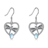 Zinc Alloy Drop Earring, with Sea Opal, Heart, silver color plated, fashion jewelry & for woman & hollow, light blue 