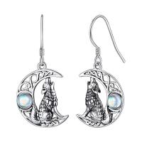 Zinc Alloy Drop Earring, with Sea Opal, Moon, antique silver color plated, vintage & fashion jewelry & for woman 