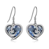 Crystal Drop Earring, Zinc Alloy, with Crystal, Heart, silver color plated, fashion jewelry & for woman & faceted, blue 