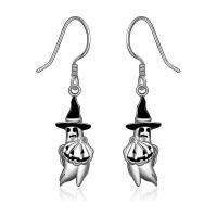 Enamel Zinc Alloy Drop Earring, Ghost, antique silver color plated, vintage & fashion jewelry & for woman, black, 20mm 