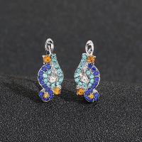 Zinc Alloy Rhinestone Drop Earring, with Moissanite, silver color plated, fashion jewelry & for woman, mixed colors 